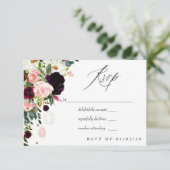 Bourgondië en Blush Roze Geometrische Gem Bruiloft RSVP Kaartje (Staand voorkant)