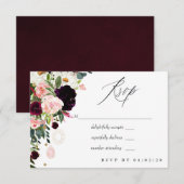 Bourgondië en Blush Roze Geometrische Gem Bruiloft RSVP Kaartje (Voorkant / Achterkant)