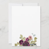 Bourgondië en Blush Waterverf Boho Bloemen Bruilof Kaart (Achterkant)