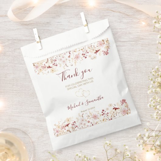 Bourgondië en Blush Wildflower bruiloft Bedankzakje (Geknipt)