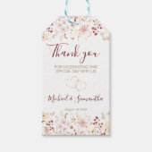 Bourgondië en Blush Wildflower bruiloft Cadeaulabel (Voorkant)