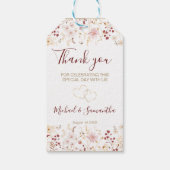 Bourgondië en Blush Wildflower bruiloft Cadeaulabel (Achterkant)