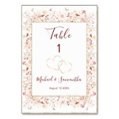 Bourgondië en Blush Wildflower bruiloft Kaart (Achterkant)