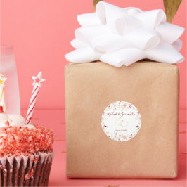Bourgondië en Blush Wildflower bruiloft Ronde Sticker