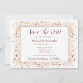 Bourgondië en Blush Wildflower bruiloft Save The Date (Voorkant)