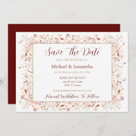Bourgondië en Blush Wildflower bruiloft Save The Date
