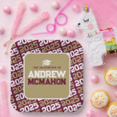 Bourgondië en Brons Goud Gepersonaliseerd Afstuder Papieren Bordje (Feest)