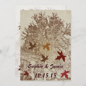 Bourgondië en bruine boom bruiloft kaart (Voorkant / Achterkant)