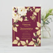 Bourgondië en Champagne Rozen Gouden bladeren Vlin Kaart (Staand voorkant)