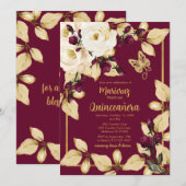 Bourgondië en Champagne Rozen Gouden bladeren Vlin Kaart (Voorkant / Achterkant)