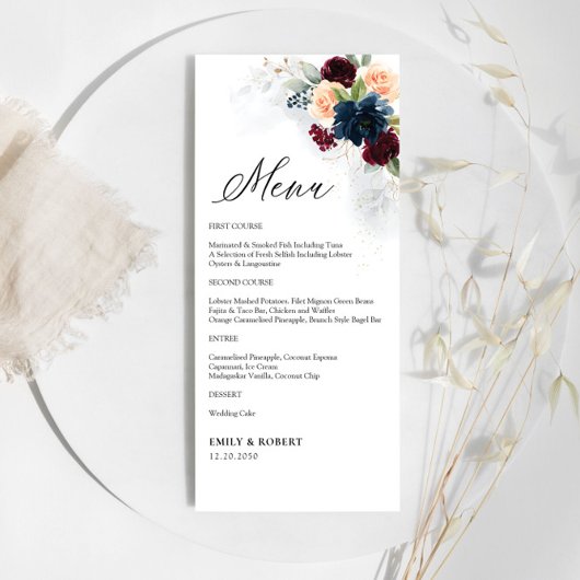 Bourgondië en de Marine Bloemen Wedding Menu
