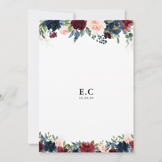 Bourgondië en de marine bruidsdouche uitnodiging (Achterkant)