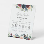 Bourgondië en de marine bruiloft tijdlijn teken reclamebord met voetstuk (Voorkant)