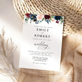 Bourgondië en de marine huwelijksceremonie uitnodi kaart