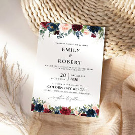 Bourgondië en de marine huwelijksceremonie uitnodi kaart