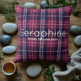 Bourgondië en de Marine Plaid | Custom Cozy Tartan Kussen
