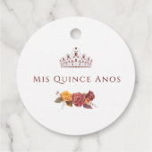 Bourgondië en Geel Bloemen Quinceanera Bedankjes Labels (Achterkant)