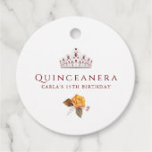 Bourgondië en Geel Bloemen Quinceanera Bedankjes Labels (Voorkant)