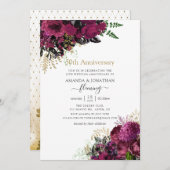  Bourgondië en Gold 50e bruiloft Jubileum Kaart (Voorkant / Achterkant)