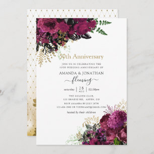 Bourgondië en Gold 50e bruiloft Jubileum Kaart