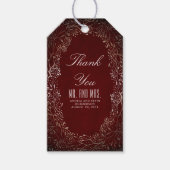 Bourgondië en Gold Baby's Breath Bruiloft Cadeaulabel (Voorkant)