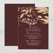 Bourgondië en Gold Fall Wedding Informatie Gast Informatiekaartje (Voorkant / Achterkant)