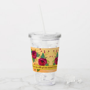 Bourgondië en Gold Flowered Wedding Guest Acryl Drinkbeker