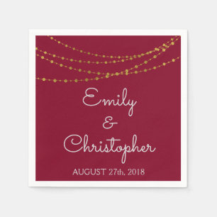Bourgondië en Gold Foil String Lights Wedding Servet