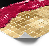 Bourgondië en Gold Glam Tears Verjaardag Welkom Poster (Hoek)