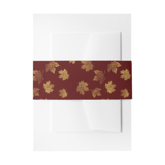 Bourgondië en Gold Leaf Autumn Uitnodigingen Wikkel (Voorkant Voorbeeld)