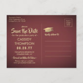 Bourgondië en Goud Afstuderen Foto Save the Date Briefkaart (Achterkant)