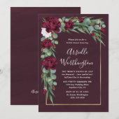 Bourgondië en Goud Bloemen Herfst Uniek Vrijgezell Kaart (Voorkant / Achterkant)