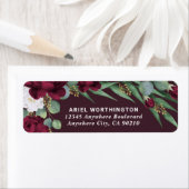 Bourgondië en Goud Bloemen Waterverf Herfst Bruilo Etiket (Insitu)