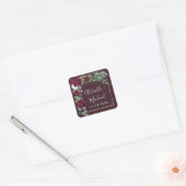 Bourgondië en Goud Bloemen Waterverf Herfst Bruilo Vierkante Sticker (Envelop)