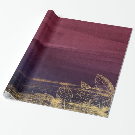 Bourgondië en Goud Cadeaupapier (Uitgerold)