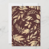 Bourgondië en goud Elegante Bladeren Fall Wedding Kaart (Achterkant)