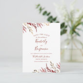Bourgondië en goud Elegante Branches Save the Date Aankondigingskaart (Staand voorkant)