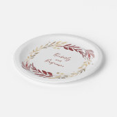 Bourgondië en goud Elegante Tuin bruiloft Papieren Bordje (Gekanteld)