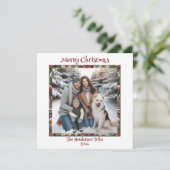 Bourgondië en Goud Familiefoto Kerstmis Feestdagenkaart (Staand voorkant)