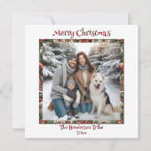 Bourgondië en Goud Familiefoto Kerstmis Feestdagenkaart (Voorkant)