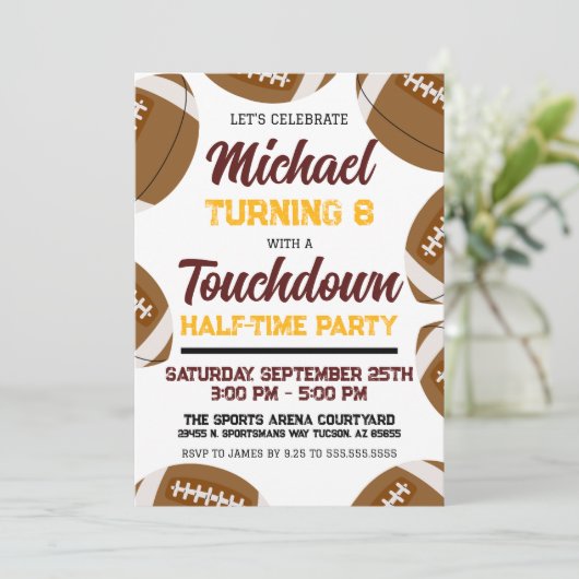 Bourgondië en Goud Football Team Verjaardagsfeest Kaart (Staand voorkant)