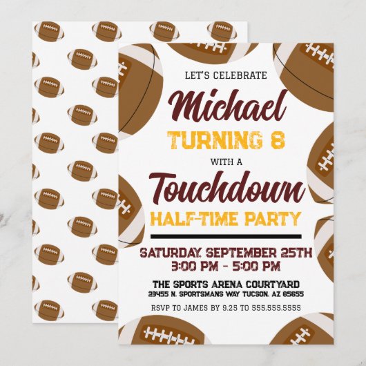 Bourgondië en Goud Football Team Verjaardagsfeest Kaart (Voorkant / Achterkant)