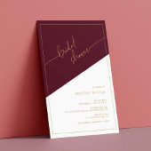 Bourgondië en Goud Geometrisch Vrijgezellenfeest Kaart