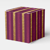 Bourgondië en Goud  Glam Faux Folie Stripes Bedankdoosjes (Voorkant Zijde)