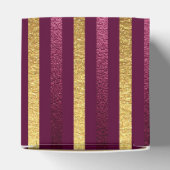 Bourgondië en Goud  Glam Faux Folie Stripes Bedankdoosjes (Bovenkant)