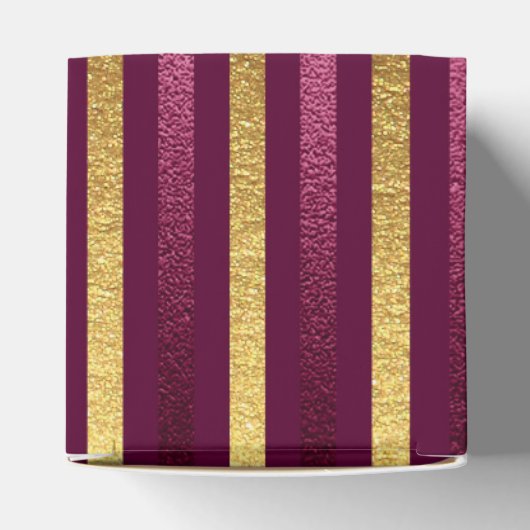 Bourgondië en Goud Glam Faux Folie Stripes Bedankdoosjes (Bovenkant)