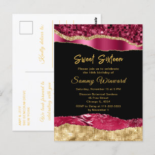 Bourgondië en Goud Glam Tranen Sweet Sixteen Briefkaart