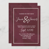 Bourgondië en Goud Glitter Pocket bruiloft Kaart (Voorkant / Achterkant)