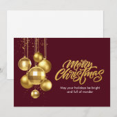 Bourgondië en goud hedendaagse kerst feestdagenkaart (Voorkant / Achterkant)