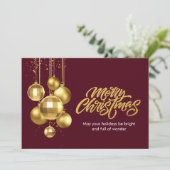 Bourgondië en goud hedendaagse kerst feestdagenkaart (Staand voorkant)